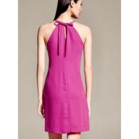 Women's Banana Republic Pink Halter Sleeveless Tie-Back Mini Dress EUC Size 0 - Picture 2 of 4